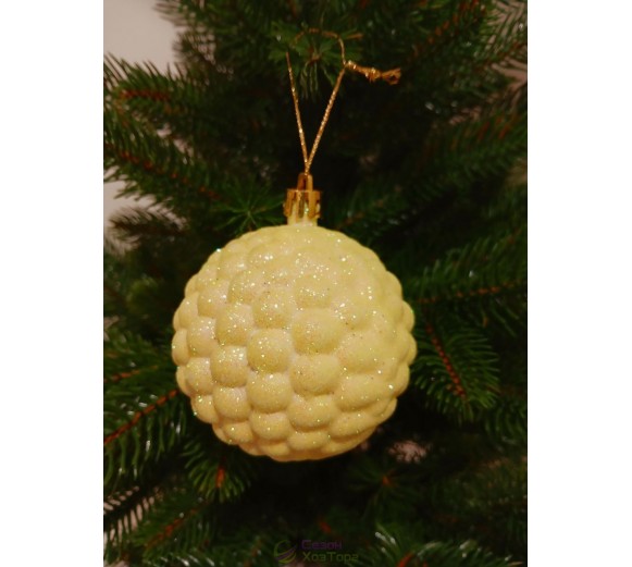 Новорічна куля в блискітках "Бульбашка" жовта Ø80мм, ціна за набір 4шт